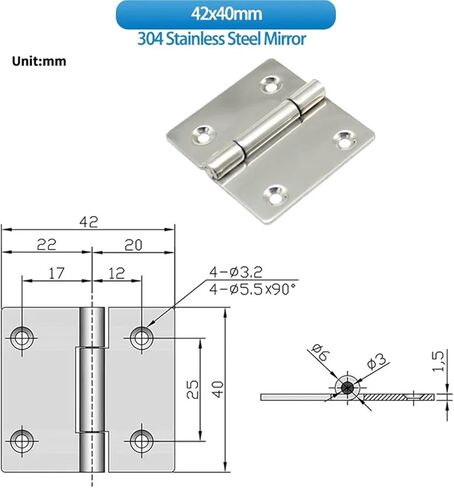 مفصل باب خزانة الآلات الصناعية 304 من الفولاذ المقاوم للصدأ قابل للطي مناسب للأبواب والخزائن قطعة واحدة in Kuwait