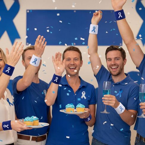 Ramede 12 Pcs Colon Cancer Awareness Wristbands, Blue Ribbon Embroidery Sweatbands Sport Wristbands for Charity Events, Fundraising Walk, Awareness Campaign Accessories, Fit Colorectal Prostate Cancer in Saudi Arabia