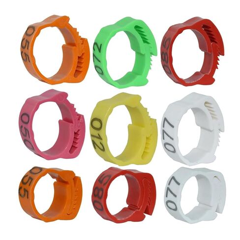 Foot Tag Clips Bird Ring Leg Bands, 100 pcs Plastic Snap Ratchet Clip Numbered Poultry Leg Rings, Multicolor(White) in Kuwait