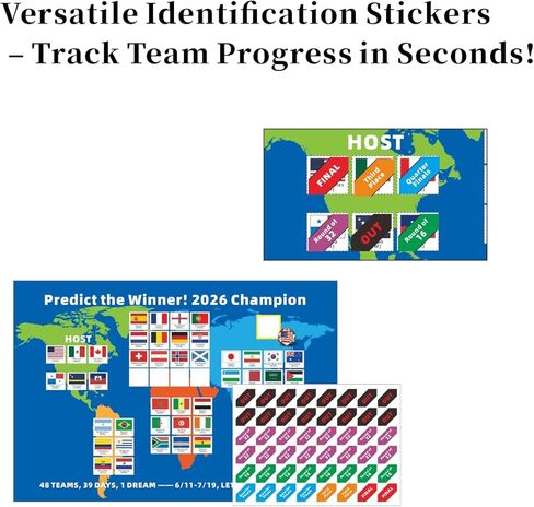 World Cup 2026 Soccer Bracket Posters Set 16.5x22in Pre-Filled Group Stage Fixtures, Position-Labeled Knockout Schedule, Nation Guide Sticker & Interactive Flag Cards Wallchart for Football Fans in Saudi Arabia