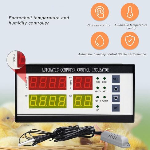 XM-18ZH Digital Incubator Controller for Hatching Eggs – Fahrenheit Display with 7-Way Output, Temp/Humidity Sensors, Built-in Alarm , Adjustable Egg Turning(110-220V) in Kuwait