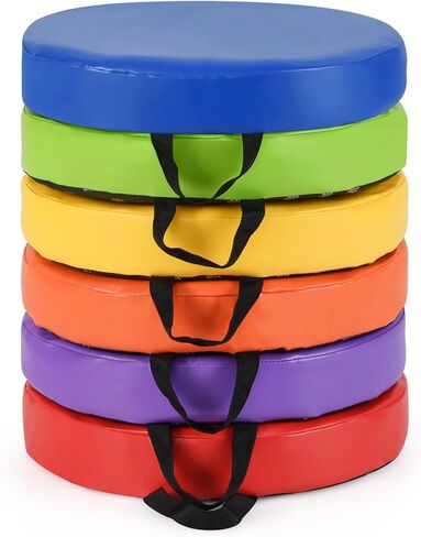 Costzon 6-Piece 15 inch Kids Floor Cushion, 3" Thick Waterproof Daycare Foam Cushion w/Handle, Soft Flexible Seating for Classroom, Home, School, Kindergarten or Nursery in Kuwait