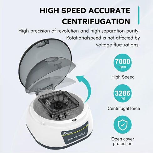 LAB FISH Micro Centrifuge 7000 RPM 3286 xg RCF Mini Centrifuge W/ 2-in1 Rotor 0.2ml/0.5ml/1.5ml/2ml Tubes for Lab in Kuwait
