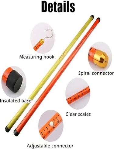 Telescoping Height Measuring Stick for Lineman - Epoxy Resin, 1500cm/49.2ft, Ideal for Electrical Work, Substations, Telecom Towers, 10kV-500kV Voltage (Red),Red,1200cm/39.4ft in Saudi Arabia