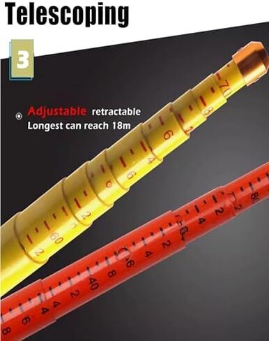 Telescoping Height Measuring Stick for Lineman - Epoxy Resin, 1500cm/49.2ft, Ideal for Electrical Work, Substations, Telecom Towers, 10kV-500kV Voltage (Red),Red,1200cm/39.4ft in Saudi Arabia