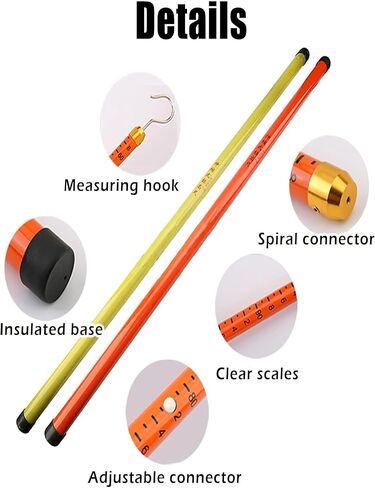 Telescoping Height Measuring Stick for Linemen - 600cm/19.7ft, Epoxy Resin, Ideal for Electrical Work, Substation & Telecom Tower (10kV-500kV, Yellow),Yellow,600cm/19.7ft in Saudi Arabia