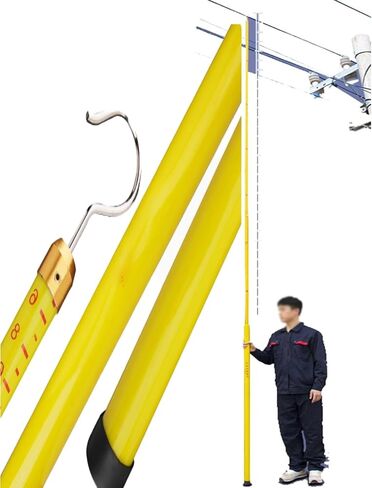 Telescoping Height Measuring Stick for Linemen - 600cm/19.7ft, Epoxy Resin, Ideal for Electrical Work, Substation & Telecom Tower (10kV-500kV, Yellow),Yellow,600cm/19.7ft in Kuwait