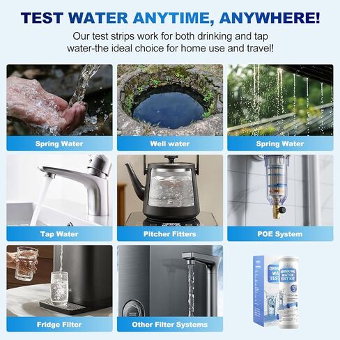 21-in-1 Home Drinking Water Testing Kit,145 Strips + 4 Bacteria Tests,Tap and Well Water Test Kit, Easy to Test and Read Home Test Strips for Hardness, Lead, Iron, Fluoride, pH, Copper and More in Saudi Arabia