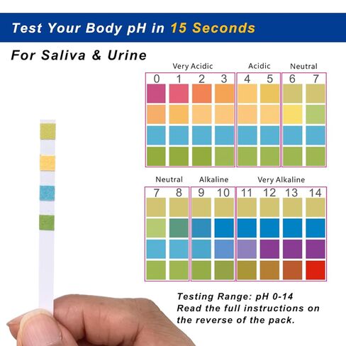pH Test Strips for Urine Saliva 100 Ct with 100 Cups, (Range 0-14) 4 in 1 pH Testing Strips or Human Body Alkaline Acid, Orak pH, Water pH, Fast 15-Second Results Home Pee Test in Kuwait