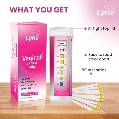 Vaginal pH Test Strips for Women – 50 Count | BV, Yeast & UTI Risk Screening | pH Range 4.0-8.0 | Easy Home Feminine Care Balance Check | Leaping Lynx in Kuwait