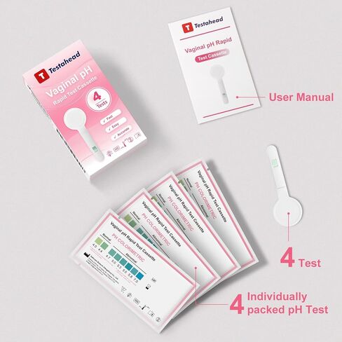 Vaginal pH Test Strips, Feminine Health Vaginal pH Test Strips Kits for Bacterial Vaginitis, Trichomonas Vaginitis, Individual Aluminum Foil Wrapped (4-Packs)- Genuine Sole Seller (haohui-bio) in Kuwait