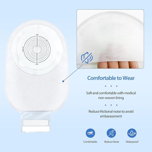 30 عبوة من أكياس فغرة القولون، حقيبة فغرة من قطعة واحدة مع إغلاق قوي بخطاف وحلقة، وأكياس فغرة القولون قابلة للتصريف للعناية بالفغر اللفائفي، بيضاء، مقطوعة لتناسب، 65 مم كحد أقصى in Kuwait