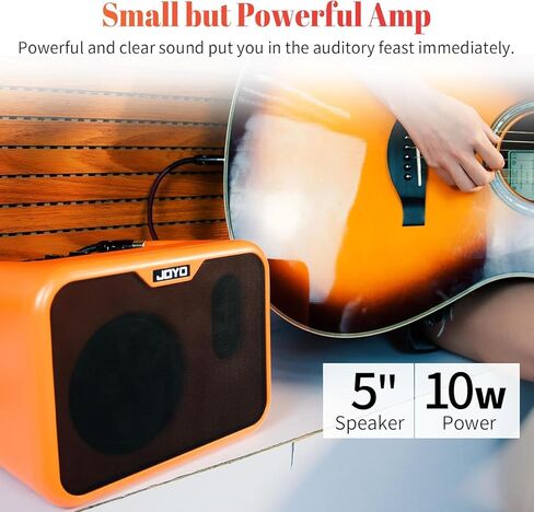 JOYO 10W Small Acoustic Guitar Amplifier with 15ft Guitar Cable Portable Mini Practice Amp Battery Powered Combo Dual Channel (CMA-10A) in Saudi Arabia
