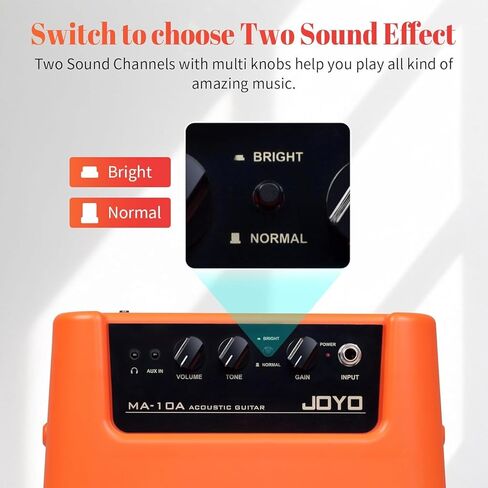JOYO 10W Small Acoustic Guitar Amplifier with 15ft Guitar Cable Portable Mini Practice Amp Battery Powered Combo Dual Channel (CMA-10A) in Saudi Arabia