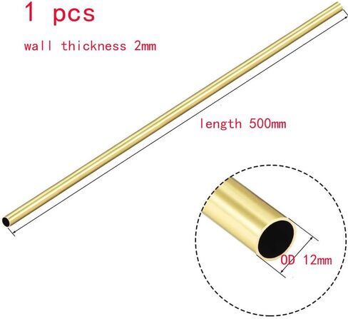 Brass Tube, H62 Brass Tube Home Art, Length 500mm, Wall Thickness 2mm, Outer Diameter 6-18mm(Od 12mm) in Saudi Arabia