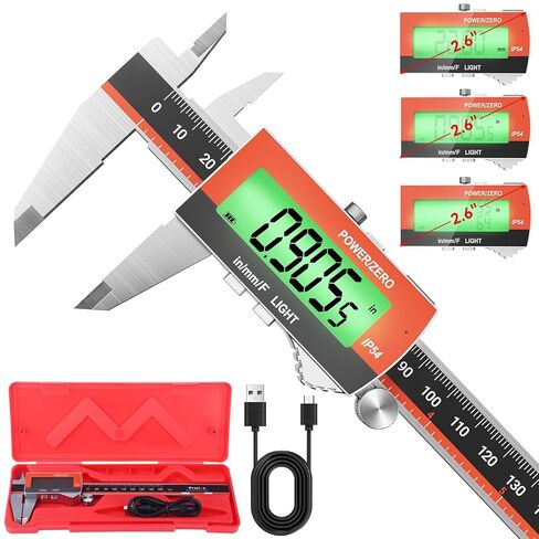 Preciva Digital Caliper, Rechargeable 6 inch Vernier Caliper with Large LCD Screen Stainless Steel Electronic Measuring Tool with Fraction/Inch/Metric Conversions, Auto-Off Feature in Kuwait