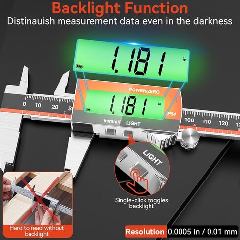 Preciva Digital Caliper, Rechargeable 6 inch Vernier Caliper with Large LCD Screen Stainless Steel Electronic Measuring Tool with Fraction/Inch/Metric Conversions, Auto-Off Feature in Kuwait