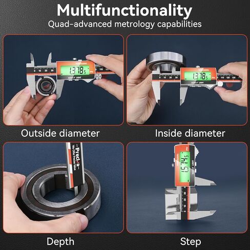 Preciva Digital Caliper, Rechargeable 6 inch Vernier Caliper with Large LCD Screen Stainless Steel Electronic Measuring Tool with Fraction/Inch/Metric Conversions, Auto-Off Feature in Kuwait