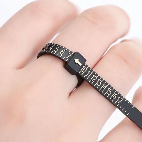 1PC Adjustable Ring Sizer Tool - Flexible Plastic Finger Size Measuring Tape with Standard, Black in Saudi Arabia