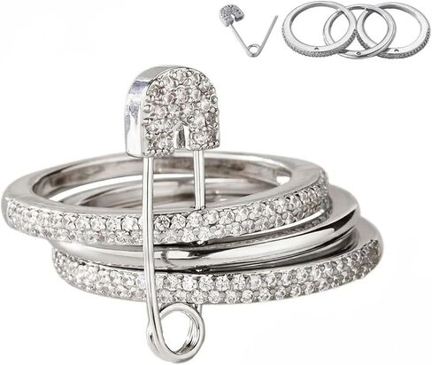 Silver & Gold Stackable Rings for Women Non Tarnish Ring Set Dainty 14k Gold Plated Cz Cubic Zirconia Wedding Rings Thumb Ring Set Stacking Pack Statement Chunky Band Rings Unique Jewelry Gift in Kuwait