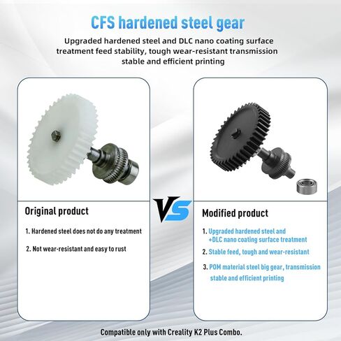 K2 Plus Combo Extruder Gear، xirbbo ترقية CXK2 CFS ترس فولاذي مقوى دعم الطارد الأسود 1.75 مم خيوط مقذوف، أجزاء ملحقات الطابعة ثلاثية الأبعاد مجموعات استبدال تروس البثق بمحرك مزدوج التروس in Saudi Arabia
