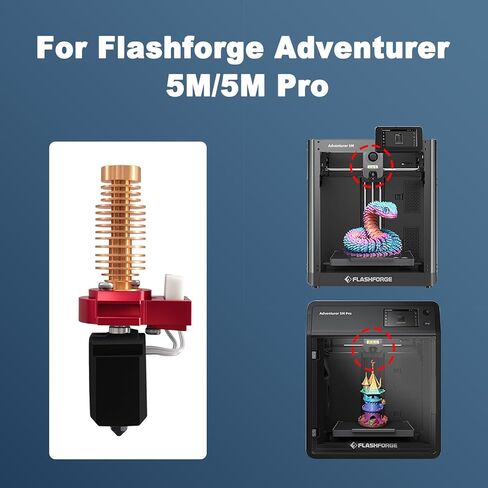 2.0 Upgrade Ceramic Hotend for Flashforge Adventurer 5M/5M Pro, 24V 48W Print Head with Quick-Detachable Hardened Nozzle Heating Cartridge Block Heat Sink Silicone Cover Thermistor in Kuwait