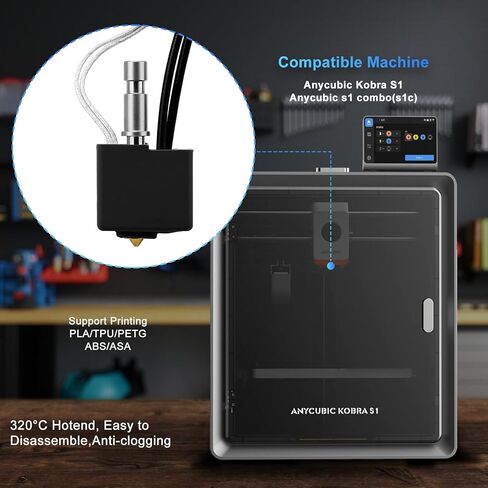 3 Pack Brass Hotend for Anycubic Kobra S1 Combo 0.2mm 0.4mm 0.6mm brass Print Head Extruder Kit Hot End Heater Block Heating Rod Thermistor Nozzle for Anycubic Kobra S1/Kobra S1 Combo in Kuwait