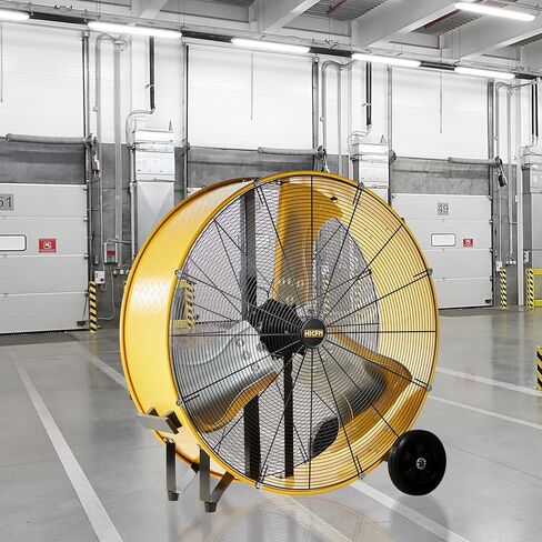 مروحة طبلة صناعية عالية التحمل مقاس 36 بوصة من HiCFM، جهاز تدوير هواء أرضي عالي السرعة 20000 CFM مع سرعتين محرك قوي 630 وات 4/5 حصان، سهولة الحركة للمستودعات والمرآب وورش العمل والمصنع والطابق السفلي in Kuwait