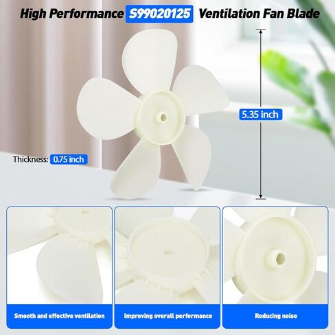 S99020125 شفرة مروحة التهوية - عجلة منفاخ بديلة متينة لمراوح عادم الحمام، أداء هادئ لتدفق الهواء العالي، سهلة التركيب وتدوم طويلاً in Kuwait