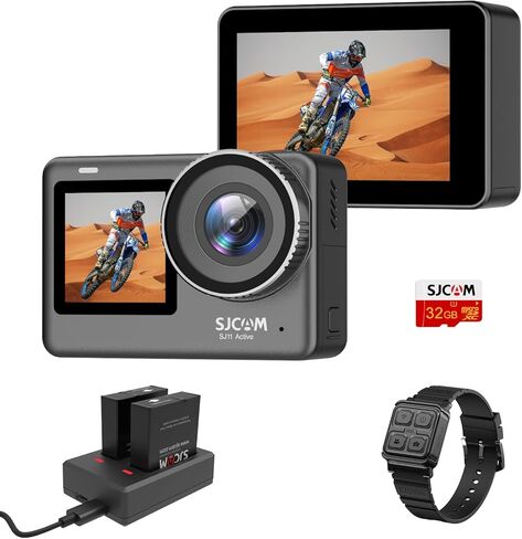 SJCAM SJ11 ACTION CAMERA 4K 154 ° FOV مع HDR النشط ، 98 قدمًا مقاومًا للماء تحت الماء ، كاميرا دراجة نارية للدراجات النارية ، التحكم عن بُعد ، WIFI 5G ، تكبير 8x ، شاشة تعمل باللمس ، حزمة ملحقات الخوذة in Kuwait