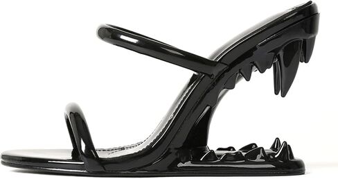 Goiphrri Wedge Sandals for Women Strappy Heels Round Open Toe Heels Metallic Shark Tiger Teeth heeled Sandals Flip Flops Thong Womens Mules Slip on Party Dress Wedding Ceremony in Saudi Arabia