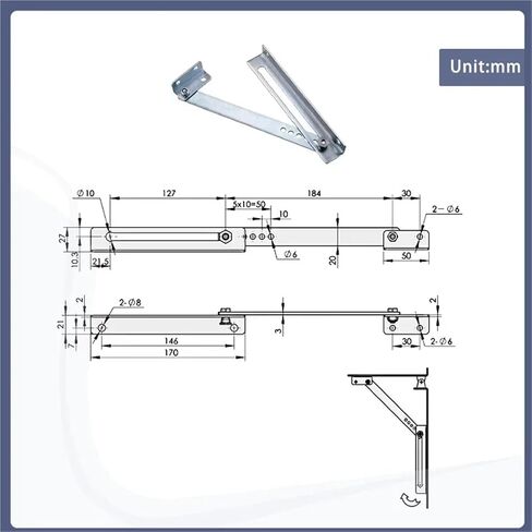 جهاز حد من الحديد المجلفن مع قضيب دعم مناسب للأبواب والنوافذ القابلة للطي والخزائن الكهربائية قطعة واحدة in Kuwait
