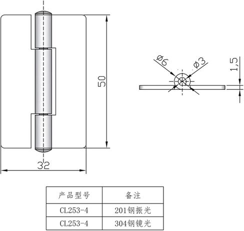 Holeless Welding 180-degree Rotatable Folding Cabinet Door Stainless Steel 304 Hinge 1Pcs(CL253-4-304ZG) in Saudi Arabia