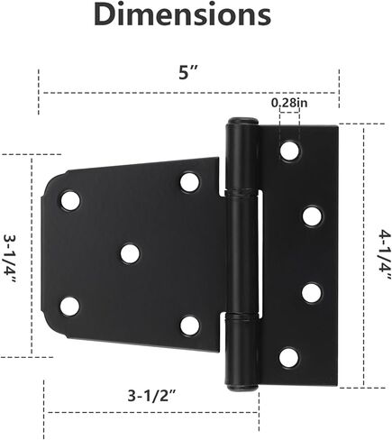 Heavy Duty T Gate Hinges 3.5 inch, Black Iron Shed Door Hinge for Wooden Fences Barn Swing Door with Screws,HOME MASTER HARDWARE,2 Pack in Saudi Arabia