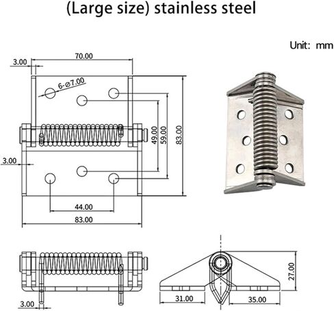 Heavy Duty Hinge with Automatic Spring Closure and Reset Function Made of 304 Stainless Steel 1Pcs(Large) in Saudi Arabia