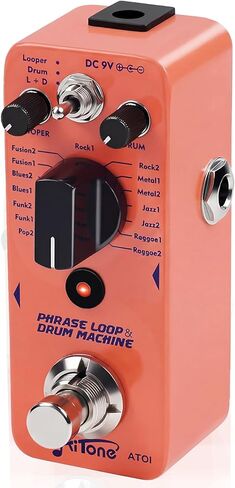 AITONE Looper Drum Machine دواسة الجيتار 20 دقيقة حلقة 16 طبل الأخاديد الحنفية Tempo True Bypass Mini Metal Effects Peal لممارسة الجيتار الكهربائي (AT-01) in Kuwait