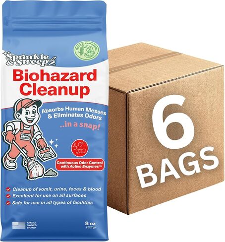 Human Bodily Fluid Super Absorbent Solidifier for Odor Elimination of Vomit, Urine, Feces, Blood. Great for Janitors and Cleaners of Schools, Health Care, Public Transit, Facilities (Single Bag) in Kuwait