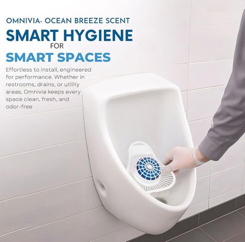 The ULTIMATE Urinal Cakes for Men Bathroom, Up to 3000 Flushes,12 Pack Urinal Screen Deodorizers, Ocean Breeze, Splash-Free Design, Fits All Urinals, Urinal Deodorizer, Gloves & Tongs included in Kuwait