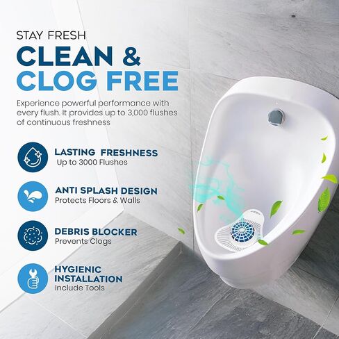 The ULTIMATE Urinal Cakes for Men Bathroom, Up to 3000 Flushes,12 Pack Urinal Screen Deodorizers, Ocean Breeze, Splash-Free Design, Fits All Urinals, Urinal Deodorizer, Gloves & Tongs included in Kuwait