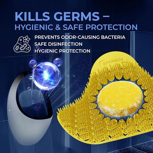 Urinal Screen Deodorizer 24 Pack - Urinal Cakes Fresh 3D Wave Anti-Splash Odor Protection Mats for Toilets in Bathroom Office Stadiums Schools - Includes Free Gloves, 8pcs Blue, Yellow, Orange in Kuwait