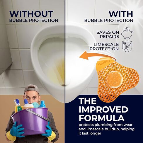 Urinal Screen Deodorizer 24 Pack - Urinal Cakes Fresh 3D Wave Anti-Splash Odor Protection Mats for Toilets in Bathroom Office Stadiums Schools - Includes Free Gloves, 8pcs Blue, Yellow, Orange in Kuwait