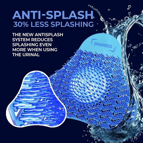 Urinal Screen Deodorizer 24 Pack - Urinal Cakes Fresh 3D Wave Anti-Splash Odor Protection Mats for Toilets in Bathroom Office Stadiums Schools - Includes Free Gloves, 8pcs Blue, Yellow, Orange in Kuwait