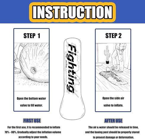 QISHENG- Inflatable Boxing Sandbag, 48" Freestanding Punching Bag for Teens & Adults, Equipment for Taekwondo, Karate & Kickboxing Training. in Kuwait