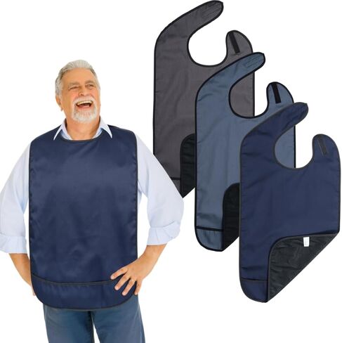 Modaliv Solid 3 Pack مريلة ممتازة للبالغين قابلة لإعادة الاستخدام لحماية الملابس للنساء والرجال - مرايل للكبار مقاومة للماء لتناول الطعام - هدية لالتقاط الفتات للرجال - هدية مريلة قابلة للغسل في الغسالة للنساء in Kuwait