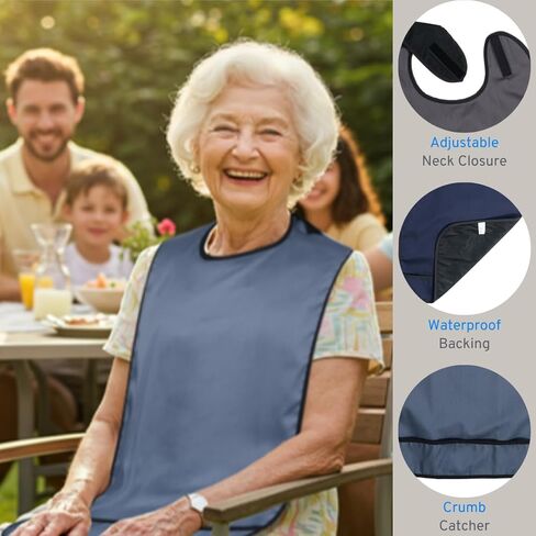 Modaliv Solid 3 Pack مريلة ممتازة للبالغين قابلة لإعادة الاستخدام لحماية الملابس للنساء والرجال - مرايل للكبار مقاومة للماء لتناول الطعام - هدية لالتقاط الفتات للرجال - هدية مريلة قابلة للغسل في الغسالة للنساء in Kuwait