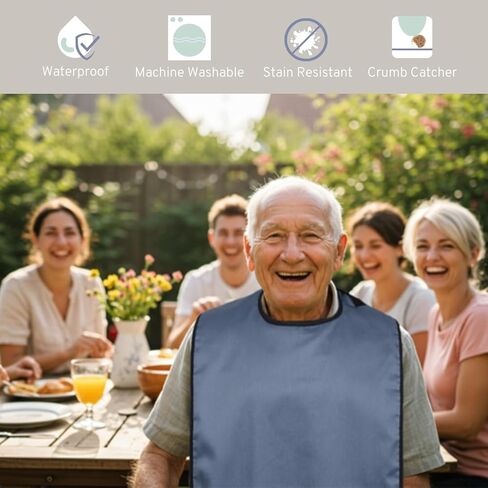 Modaliv Solid 3 Pack مريلة ممتازة للبالغين قابلة لإعادة الاستخدام لحماية الملابس للنساء والرجال - مرايل للكبار مقاومة للماء لتناول الطعام - هدية لالتقاط الفتات للرجال - هدية مريلة قابلة للغسل في الغسالة للنساء in Kuwait