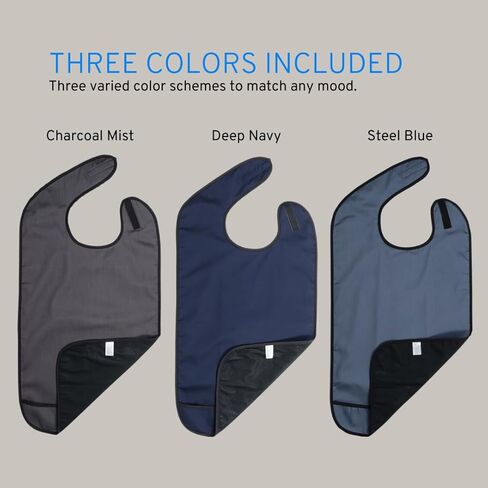 Modaliv Solid 3 Pack مريلة ممتازة للبالغين قابلة لإعادة الاستخدام لحماية الملابس للنساء والرجال - مرايل للكبار مقاومة للماء لتناول الطعام - هدية لالتقاط الفتات للرجال - هدية مريلة قابلة للغسل في الغسالة للنساء in Kuwait