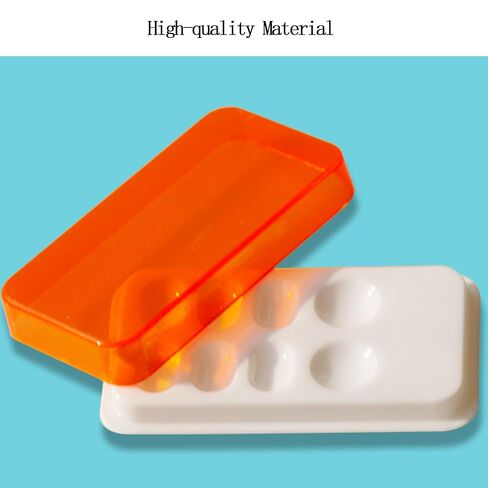 2PCS Dental Palette with Cover 8 Slot Dental Shading Box Orange Ultraviolet Shield Cover for Mixing Resin,Oil Paint,Watercolor Paint,Toner in Kuwait