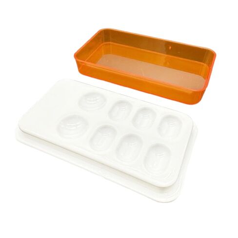 2PCS Dental Palette with Cover 8 Slot Dental Shading Box Orange Ultraviolet Shield Cover for Mixing Resin,Oil Paint,Watercolor Paint,Toner in Kuwait