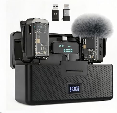 Mini Wireless Lavalier Microphone Noise Cancelling for iPhone,Android Lapel Mic with Charging Case Clip on Microphone Wireless Microphone for Vlogging, YouTube, TikTok Content Creator, Video Recording in Saudi Arabia